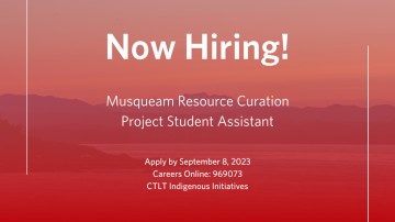 Job Posting: Musqueam Resource Curation Project Student Assistant 